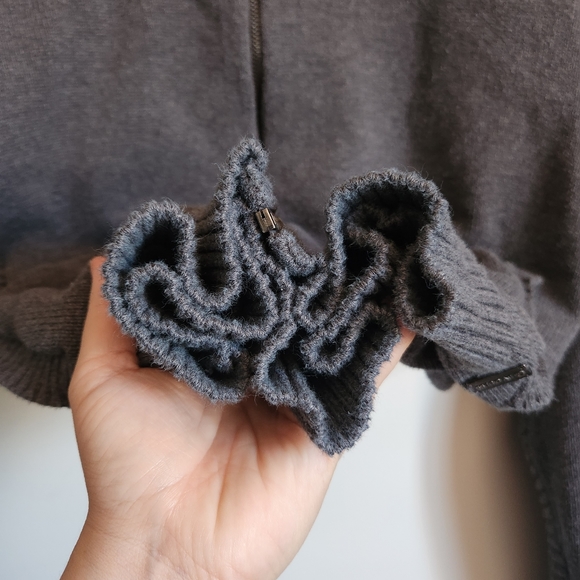 G by Guess Men's Knit Mock Neck Zip Cardigan Sz. XL Gray Ribbed Texture Sweater - Picture 7 of 16